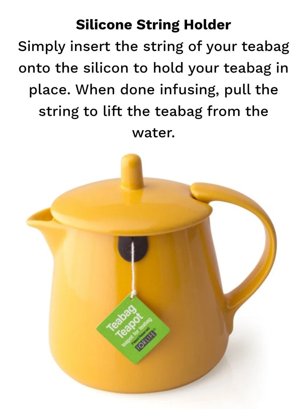 FORLIFE Ceramic Teabag Teapot with Lid and Handle in Bright Lime Green 12oz